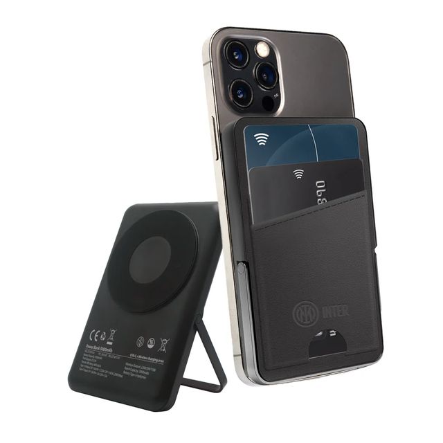 TECHMADE POWERBANK WIRELESS 5000 MAH CON PORTACARTE INTER BLACK