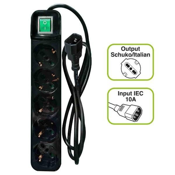 TECNOWARE FMP5IECIG MULTIPRESA PER UPS SPINA IEC/VDE CON 5P SCHUKO/ITA BIPASSO …