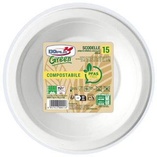 Scodelle in polpa bianche Dopla Green Pfas Free 450 ml - Ø 175 mm - conf. 15 pz…