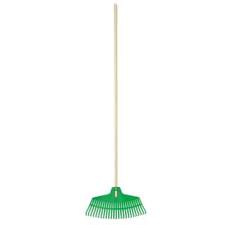 Scopa 25 denti - per erba e foglie - con manico in legno - 47 x 165 cm - Verdem…