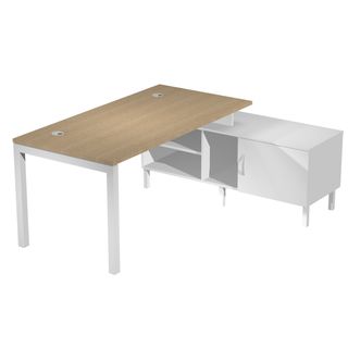 Scrivania Agorà - con mobile di servizio portante - 185 x 140 x L 72,5 cm - rov…