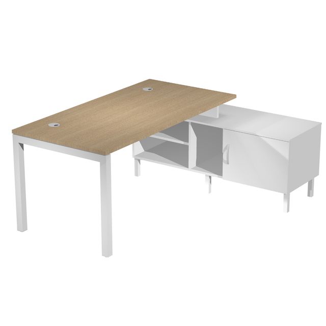 Scrivania Agorà - con mobile di servizio portante - 205 x 140 x L 72,5 cm - rov…