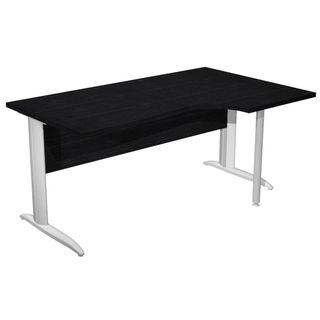 Scrivania Compact Destro Easy - 160 x 60/80/100 cm - Nero venato/grigio allumin…