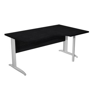 Scrivania Compact Destro Easy - 160 x 60/80/100 cm - Nero venato/grigio cromato