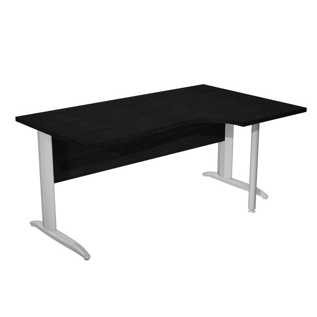 Scrivania Compact Destro Easy - 160 x 60/80/100 cm - Nero venato/grigio cromato