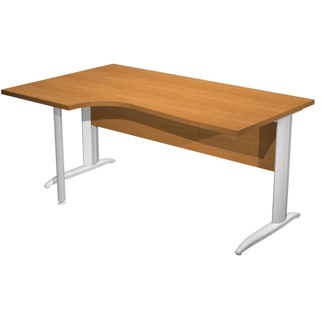 Scrivania Compact Sinistro Easy - 160 x 60/80/100 cm - Noce chiaro/grigio allum…