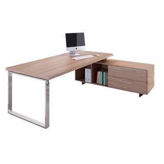 Scrivania Manager Prestige Metal - con mobile servizio reversibile - 210 x 90 x…