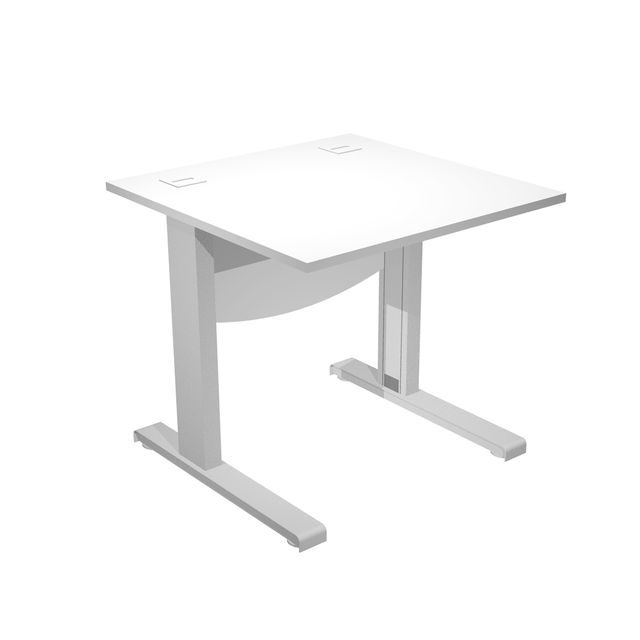 Scrivania Operativa Agorà Basic - fianchi a L metallo - 80 x 80 x L 73 cm - bia…