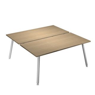 Scrivania Skinny Metal a 2 postazioni contrapp. - 120 x 166 cm - bianco / rovere