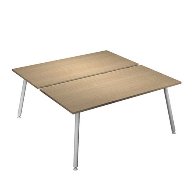 Scrivania Skinny Metal a 2 postazioni contrapp. - 120 x 166 cm - bianco / rovere