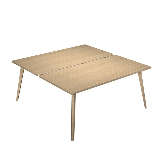 Scrivania Woody a 2 postazioni contrap. - 140 x 166 cm - rovere