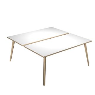 Scrivania Woody a 2 postazioni contrap. - 160 x 166 cm - rovere / bianco
