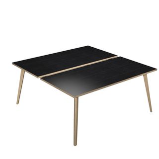 Scrivania Woody a 2 postazioni contrap. - 180 x 166 cm - rovere / nero venato