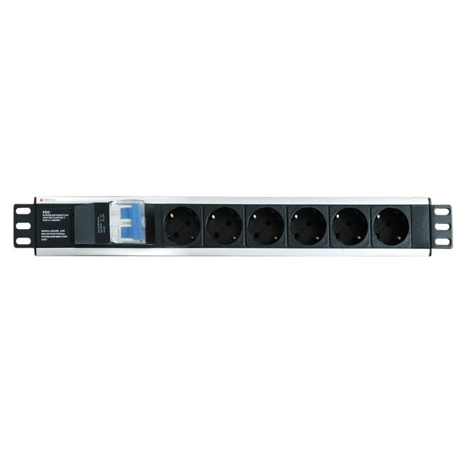 Techly I-CASE STRIP-16SH Barra di alimentazione 19' 1.5U X6 - prese Schuko