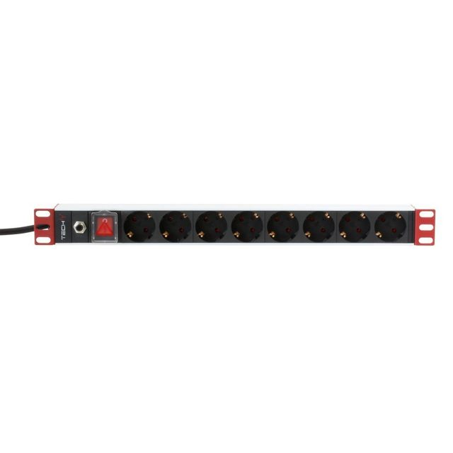 Techly I-CASE STRIP-61UDIT Barra di alimentazione 19" 1U X8 - prese Schuko