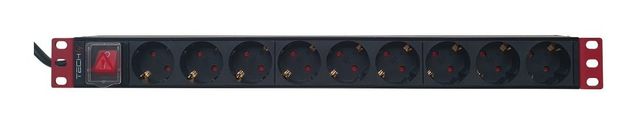 Techly I-CASE STRIP-91UD Barra di alimentazione 19' 1U X9 - prese Schuko