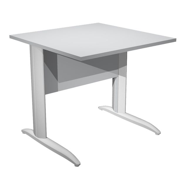 Scrivania lineare Easy - 80 x 80 x 72 cm - Grigio/grigio alluminio