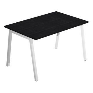Scrivania lineare Easy struttura bianca gambe inclinate 120X80cm nero venato