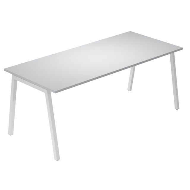 Scrivania lineare Easy struttura bianca gambe inclinate 180x80cm grigio