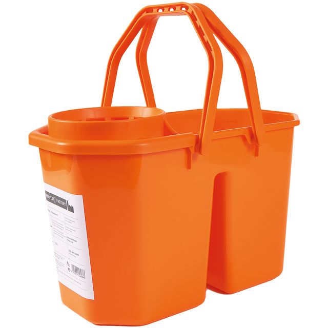 Secchio a doppia vasca con strizzatore - PPL riciclabile - 15 L - rosso - Perfe…