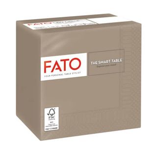 Tovaglioli piegati 2 veli Fato Smart Table pura cellulosa 24x24 cm - tortora co…