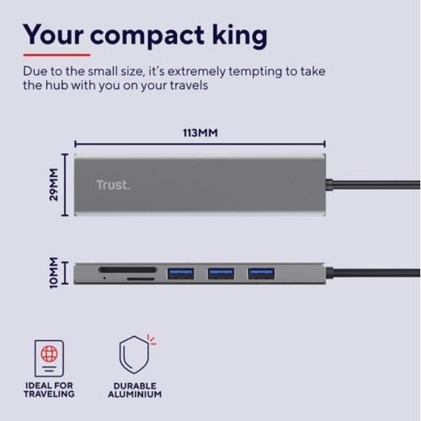 Trust Halyx - Hub - 3 x USB 3.2 Gen 1 - desktop
