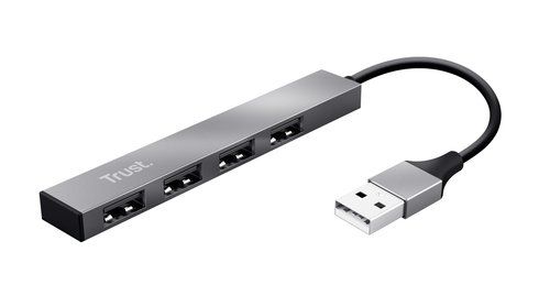 Trust Halyx Aluminium 4-Port Mini USB Hub - Hub - 4 x USB 2.0 - desktop