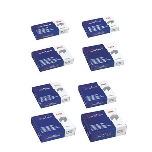 Turikan - Punti metallici - 23/20 - 12 x 20 mm - acciaio zincato - pacco da 1000