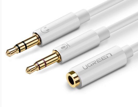UGREEN Cavo Audio 3.5mm femmina a 2 maschio- case ABS (White)