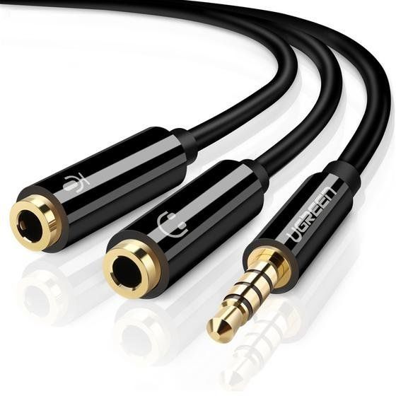 UGREEN Cavo Audio 3.5mm maschio a 2 femmina- case ABS(Black)
