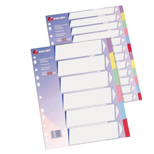Separatore - cartoncino 225 gr - 6 tasti colorati - A4 - multicolore - Esselte