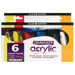 Set 6 tubi 75ml colore acrilico fine Graduate colori primari assortiti Daler Row