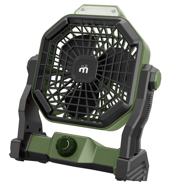 Ventilatore portatile - da campeggio - con luce LED - diametro 12 cm - 25,5 x 2…