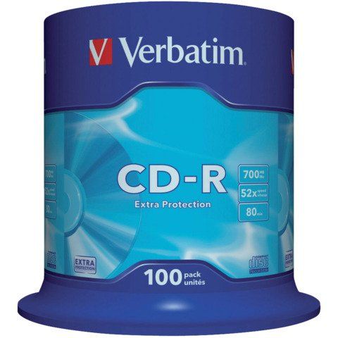 Verbatim - Scatola 100 CD-R DataLife Plus Extra Protection - 1x-52x - serigrafa…