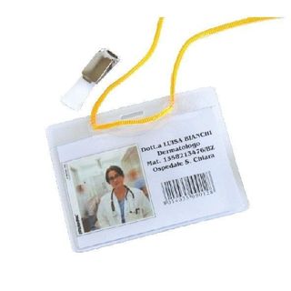 Viva - Porta badge - per 110 x 70 mm - clip - trasparente (pacchetto di 50)