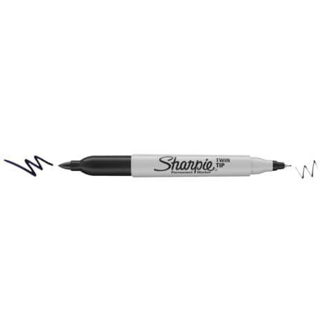 Sharpie - Pennarello a due punte - permanente - nero - inchiostro base acqua - …