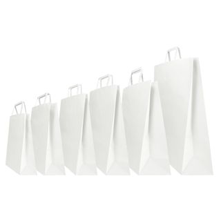 Shopper - maniglia piattina - 22 x 10 x 29 cm - carta kraft - bianco - Mainetti…