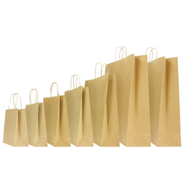 Shopper - maniglie cordino - 18 x 8 x 24 cm - carta biokraft - avana - Mainetti…