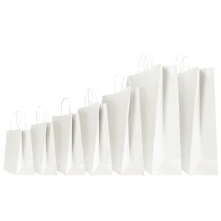 Shopper - maniglie cordino - 18 x 8 x 24 cm - carta kraft - bianco - Mainetti B…