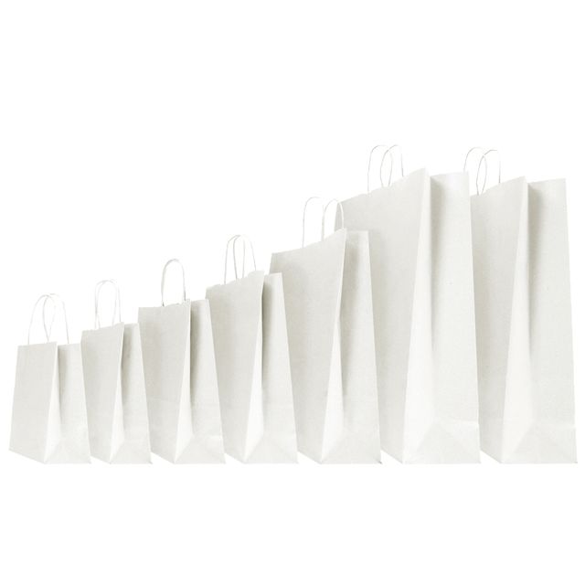 Shopper - maniglie cordino - 45 x 15 x 50 cm - carta kraft - bianco - Mainetti …