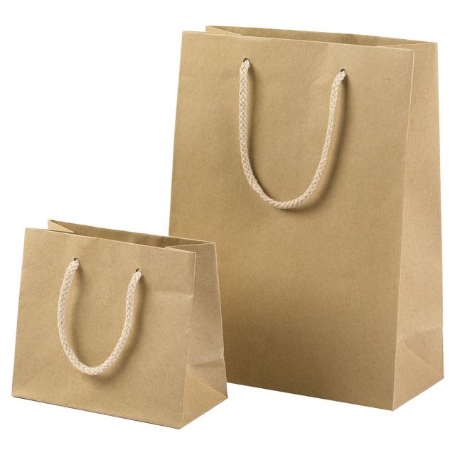 Shopper - maniglie cordino cotone - 12 x 15 + 7 cm - 160 gr - carta kraft - ava…