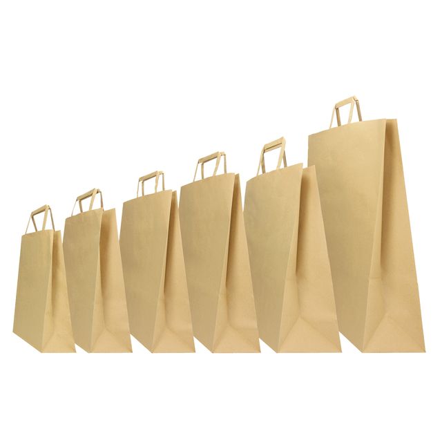 Shopper - maniglie piattina - 18 x 8 x 25 cm - carta kraft - avana - Mainetti B…