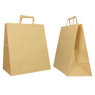 Shopper Flat Large - maniglie piattina - 28 x 17 x 32 cm - carta kraft - avana …