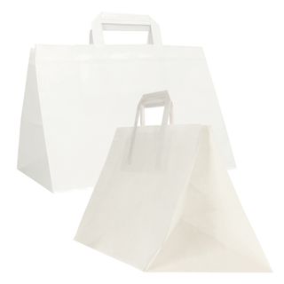 Shopper Flat XLarge - maniglie piattina - 32 x 22 x 24 cm - carta kraft - bianc…