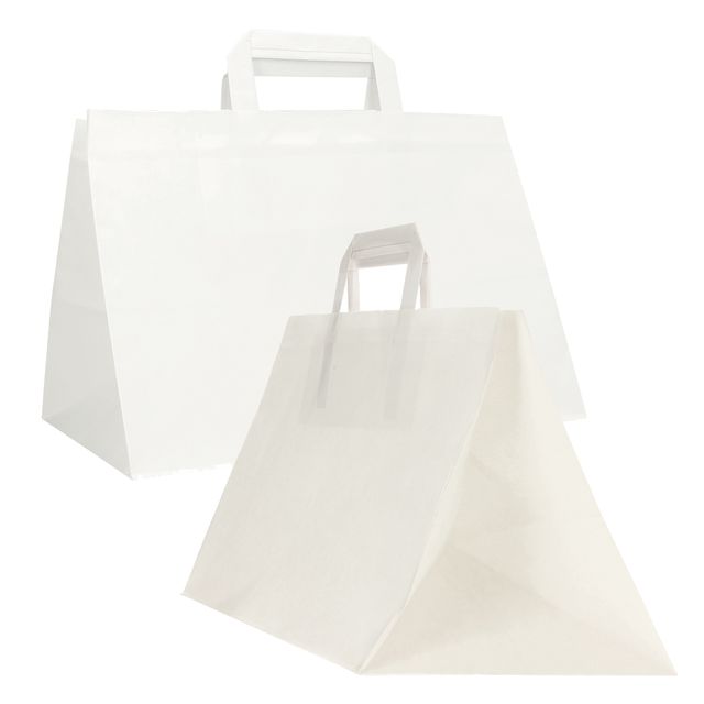 Shopper Flat XLarge - maniglie piattina - 32 x 22 x 24 cm - carta kraft - bianc…