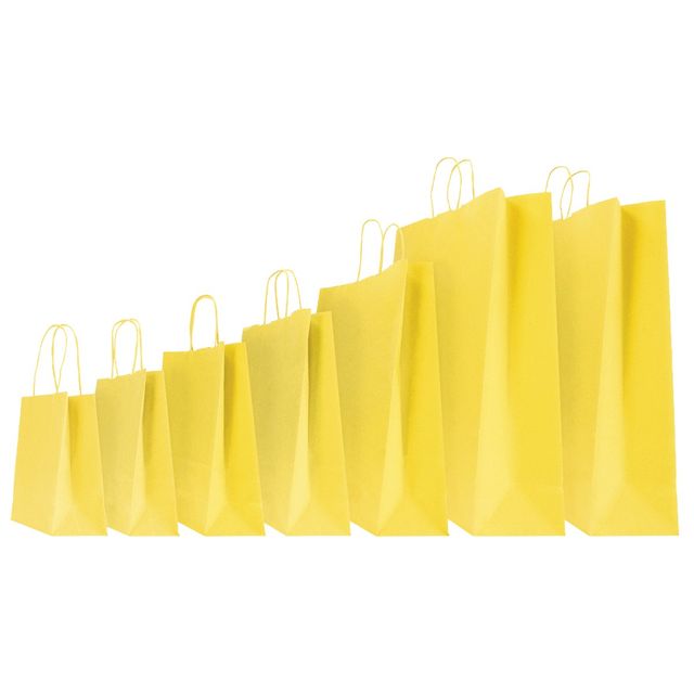 Shopper Twisted - maniglie cordino - 14 x 9 x 20 cm - carta kraft - giallo - Ma…