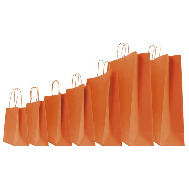 Shopper Twisted - maniglie cordino - 18 x 8 x 24 cm - carta kraft - arancio - M…