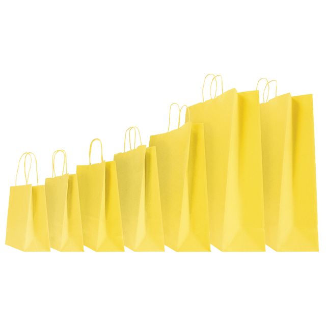 Shopper Twisted - maniglie cordino - 18 x 8 x 24 cm - carta kraft - giallo - Ma…