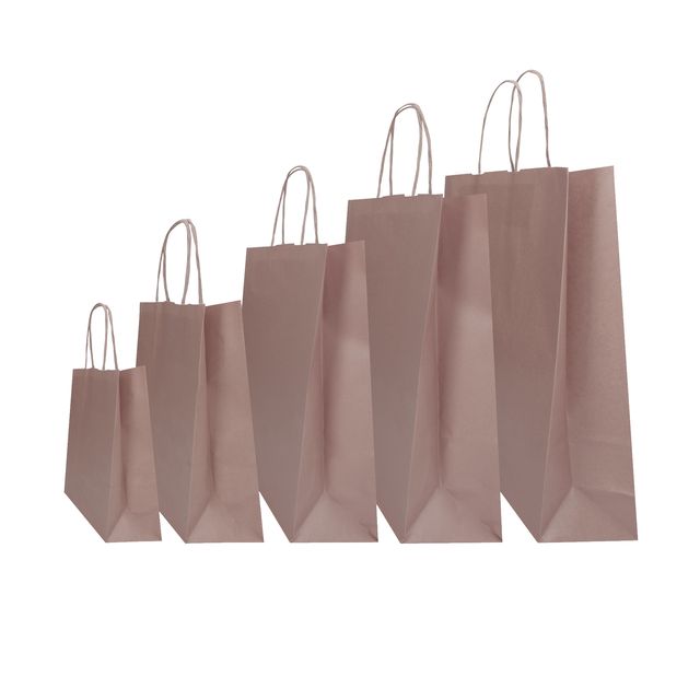 Shopper Twisted - maniglie cordino - 18 x 8 x 24 cm - carta kraft - rosa antico…