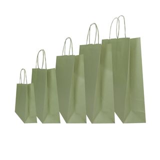 Shopper Twisted - maniglie cordino - 18 x 8 x 24 cm - carta kraft - salvia - Ma…